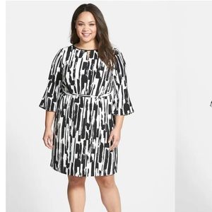 Tahari Arthur Levine Brushstroke Print Shift Dress